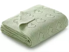 Mimixiong kūdikio antklodė, pagaminta iš 100% medvilnės - minkšta megzta antklodė, puikiai tinkanti naujagimiui, 100 x 80 cm (šviesiai žalia)