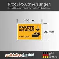 Stempel-fabrik Siuntų Pristatymo Ženklas – Siuntų Saugojimo Vieta – Ženklinimas Siuntų Pristatymui – Siuntų Padėjimo Ženklinimas – Įspėjamasis Ženklas Siuntoms – (signalo Geltonumo) – (300 x 200 x 4)
