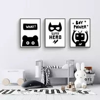Donari® plakatas vaikų kambariui berniukams 21 x 30 cm • vaikų kambario dekoracija berniukų rinkinys iš 4 dalių • sienų paveikslai juodai balti be rėmo • sienų dekoracija berniukų kambario paveikslų rinkinys (set 1)