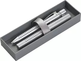 Faber-castell Grip 2011 140981 dovanų rinkinys: plunksnakotis ir rutulinis rašiklis – sidabrinis