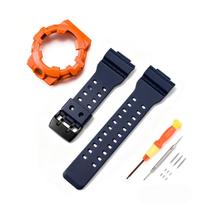 Rankinis Casio GA-700 Išmaniojo laikrodžio priedai Dirželis Casio GA-710/GA-735 Juosta Silikoninė laikrodžio apyrankė Dangtelis Apsauginis dėklas Casio GA700 Rėmelis Bezelis blue