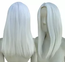 Perukas balta long bob pusilgis be kirpčiukų, balti termorezistiniai plaukai cosplay