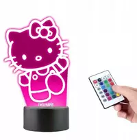 Platinet Lempa ant stiklo Hello Kitty 3d Led Rgb + nuotolinio valdymo pultas 16 spalvų