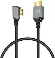 Gelrhonr mini hdmi į hdmi kabelis, 90 laipsnių kištukas, 48gbps didelis greitis, 8k @ 60 hz, 4k @ 144 hz, skirta kamerai, vaizdo kamerai, hdtv, nešiojamam kompiuteriui (0,5 m, stačiu kampu)