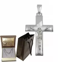 Sidabrinis pilnas kryželis su nukryžiavimu, skirtas grandinėlei, tvirtas, praba 925 + graviravimas