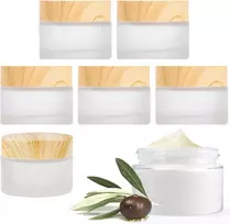 Yhskjcd 6 šaldytų indelių rinkinys, tepalo indeliai, 30 ml, kremo indeliai užpildymui, mažas indelis su mediniu dangteliu, permatomas mėginio buteliukas kosmetiniam kremui, kremui, akių losjonui