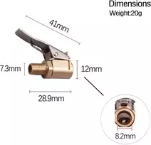 Eupneicu 8 mm automobilio ventilio adapteris [4 vnt. pakuotė], žalvarinis padangų ventilio oro siurblio spaustukas, dviračio ventilio adapteris padangų ventiliams su ventilio sriegiu automobiliui, dviračiui, motociklui, kompresoriui