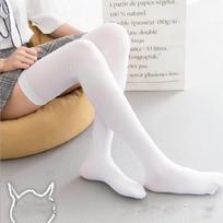 Japanese Silk Thigh-High Stockings 190cm for Crossdress Cosplay - Unisex Long 50cm balta