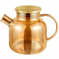 Arbatos ir žolelių arbatinukas iš karščiui atsparaus stiklo Wilmax 1,2 l, auksinės spalvos