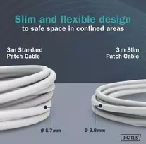 Digitus Lan Cat 6a kabelis - 0,5 m - plona versija Awg 32/7 - 10Gbps - Rj45 tinklo kabelis - F/ftp - Poe+ - Lszh - suderinamas su Cat7, Cat6, Cat5e - pilkas