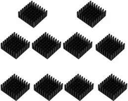 Lantro Js radiatorius 25x25x10mm juodi aliuminio aušinimo radiatoriai, skirti grandinėms plokštėms, galios stiprintuvams ir kt. (10 vnt.)