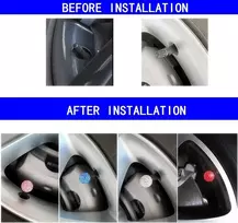 Ygapuzi 4 vnt. Blizgančių ventilių dangtelių, krištoliniai automobilio padangų ventilių dangteliai su O žiedu, universalūs automobiliams, sunkvežimiams, visureigiams, dviračiams ir motociklams, patrauklus automobilio dekoras (raudona)