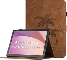 Oduio dėklas, skirtas Lenovo Tab M9 (9 colių) Tb-310fu 2023, aukščiausios kokybės Pu odos daugia kampų folio apsauginis dėklas su kortelių lizdu ir automatinio užmigdymo/pabudimo funkcija, rudas