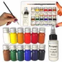 Farbex Marie's dažai audiniams, skirti piešti ant drabužių, 12 x 10 ml, teptukas, mediumas