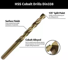 Nortools 25 vnt. Hss M35 kobalto 5% metalo grąžtų rinkinys Din338 su 135° padalintu galu 1-13 mm x 0,5 mm