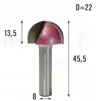 Medienos freza (apvali) U tipo 8*22 Vhm (huhao)