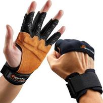 Original Leather Half Finger Gym Gloves Silicone Air Cushion Weightlifting Workout Gloves for Men Women Anti-Slip Breathable Out 1 L ruda