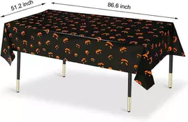 Kruce 3 dalių Helovino staltiesės, vaiduoklių vakarėlio staltiesė, plastikinė, oranžinės Helovino vaiduoklių tematikos vakarėlio dekoracijos, 220 x 130 cm