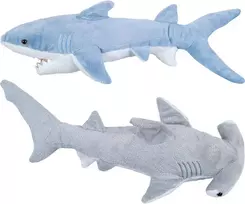 Bedwina pliušinis žaislas ryklys - 2 didelių pliušinių ryklių rinkinys, 35.5 cm mako ir 33 cm kūjis galva ryklys, pliušinis žaislas kūdikiams, vaikams ir paaugliams