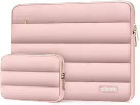 Mosiso puffy planšetinio kompiuterio dėklas, skirtas 13 colių ipad pro m4 ir ipad air m2 2024, ipad pro 12.9 colių m2 m1 6-osios 5-osios kartos su magic keyboard ir smart keyboard folio, puffy horizontalus dėklas su mažu dėklu, rožinis