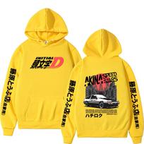 Anime Initial D Drift AE86 Takumi Fujiwara Tofu Shop Hoodie Men Women Clothing Manga Sweatshirt Male Fashion Oversized Hoodies S geltona