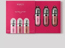 Kiko Milano mini lūpų blizgių rinkinys: 3 drėkinamieji lūpų blizgesiai su apimties suteikiančiu 3D efektu