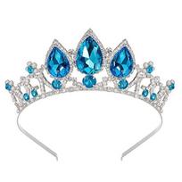 Sparkly Rhinestone Princess Tiara Water Drops Crystal Tiara Bridal Wedding Crown  Children Style 2 blue