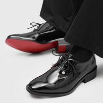 Derby shoes dress CL red sole leather shoes pointed patent leather invisible heightening shoes men's 7CM commuter wedding shoes -2607 44 black