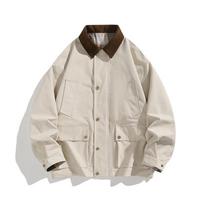 Men's Multi-Pocket Colorblock Fashionable Water-Repellent Corduroy Jacket 2026 XL