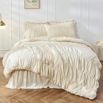 Bohemiškas šviesiai rudas raukšlėtas pūkuotas patalynės komplektas 2 3 dalių paklodė ir antklodės užvalkalas antklodės komplektas GER 155x200cm 2pcs