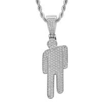 Men's Billie Eilish Style Zircon Tilted Head Pendant Necklace - Trendy European & American Hip Hop Design. white