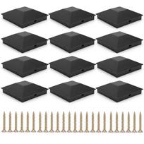 12 Pack Pyramid Posts Cap Cover Weather-Proof Wood Fence Deck Post Covers with Screws Posts Topper Cover for Outdoor Columns