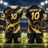 Children‘s Tracksuit Brazil Fans Neymar No.10 Print T-Shirt+Shorts Sets Football Jersey Suit Sports Kids/Adult 2 Piece Outfits 120