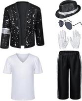 Michael Jackson Cosplay MJ Cos Child Adult Costume Billie Jean Jacket Gift Glove 150 black