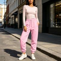 Women's Color Joggers with Pockets, Warm Cinched Casual Sweatpants M white