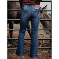 Womens Fall Slim Flare Jeans Embroidered Back Pocket Casual Denim Pants S