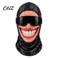 Funny Face Print Balaclava Ski Mask, Realistic Printed Full Cover, Polyester Breathable Snowboarding Gear Accessories with Neck Protection for Skiing B black