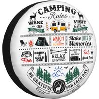 Camping Rules Graphic Spare Tire Cover Polyester Waterproof RV SUV Truck Wheel Protector 14inch gray