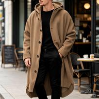 Vyriškas Hoodie Kailis Laisvalaikio Ilgomis Rankovėmis Sagomis Susiuvamas Ypač Dydžio Ilgi Švarkai S brown