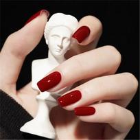 Cherry Red Press on Nails 24Pcs Solid Color Wearable Fake Nails Glossy Artificial Finger Manicure Reusable False Nails for Women white