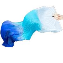 Imituojamo šilko pilvo šokio vėduoklis, gradiento spalvos, Yangko šokio rekvizitai, šokio ilgas vėduoklis, šokėjo praktika Style D blue