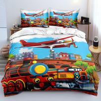 Cartoon Train Bedding Set Small Train Pattern Patterns Boy Duvet Cover Pillowcase bedroom decoration Single/Double Extra Size 150x200cm-3pcs