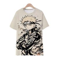 Summer 2026 Naruto Swirl Theme Ink Style 3D Printing Breathable Quick Drying T-shirt Male and Female Parent-child Top Y2k xxs beige