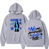 Karol G No Me Arrepiento De Sentir Tanto 2026 Album Print Hoodie Men Women Fashion Loose Casual Vintage Sweatshirt Fan Gifts Top S