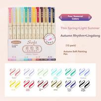 Colorful Metal Pen Tip Calligraphy Brush Hook Soft Painting Pen Waterproof For Student Children Stationery School Supplies
