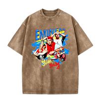 Rapper Eminem Slim Shady Washed Vintage T-shirts Men Women Hip Hop Fashion Oversized T Shirts Male C1256 XL beige