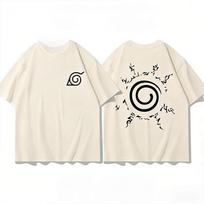 Anime Naruto Print Tops 2026 Summer New T-shirt Anime Naruto Sports T-shirt Unisex M white