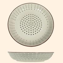 Brown Rim Porous Steaming Tray Ceramic Drain Plate Drain Tray Colander Bowl  Steamed Bun 10.04x2.17 in