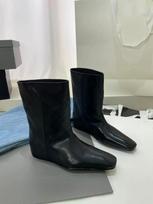Cowhide version retro British style square head inner height increase medium boots short boots women's thin boots 39