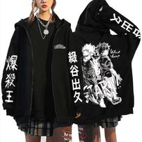Anime My Hero Academia Bakugou Katsuki Zipper Hoodie Men Women Casual Oversized Zip Up Jacket Coat Male Cartoon Harajuku Hoodies XL white